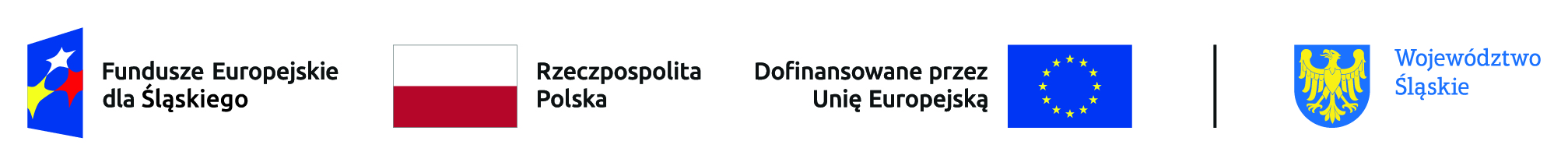 flagi funduszy unijnych, Polski, Unii Europejskiej oraz flaga województwa ślaśkiego