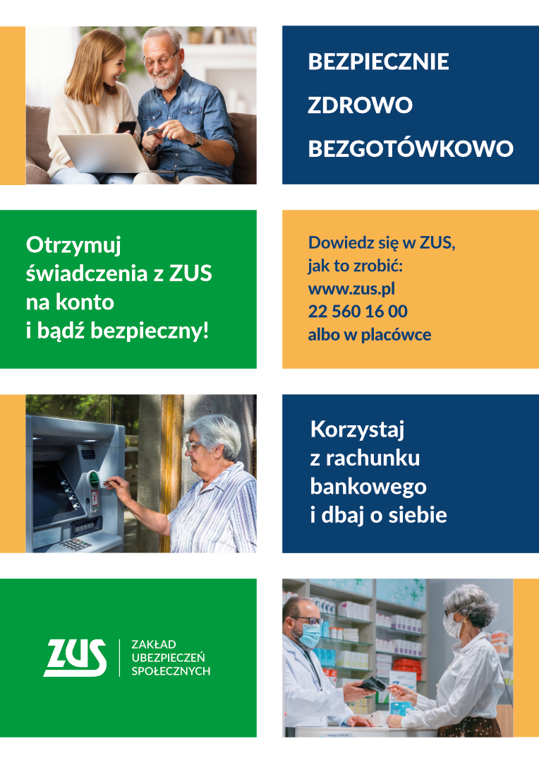 ZUS-Informacje dotyczące otrzymywania świadczeń z&nbsp;ZUS na konto bankowe